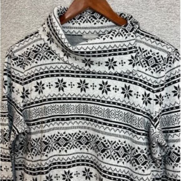 T by Talbots Womens Sweater Tops Medium Black Geometric Design Mock Neck Knit - Picture 9 of 12